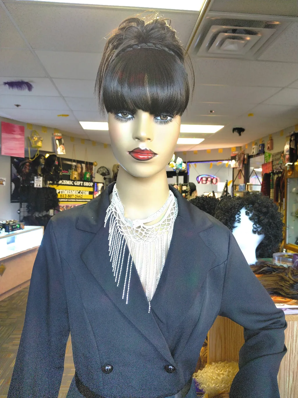 Messy Bun Claw Ponytail Synthetic Clip on Hairpiece $10 Optimismic Wigs and Gifts St Paul MN