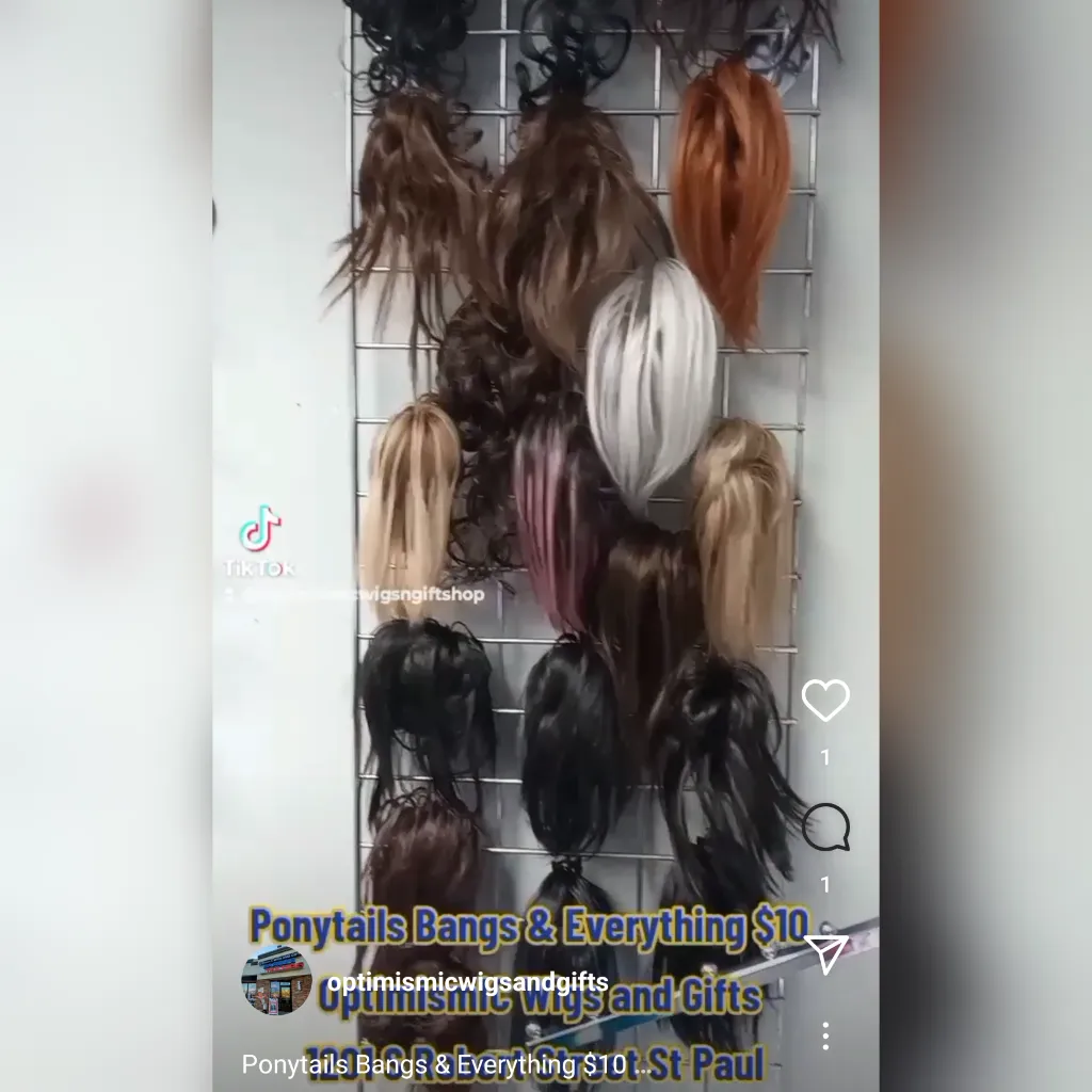 Messy Bun Claw Ponytail Synthetic Clip on Hairpiece $10 Optimismic Wigs and Gifts St Paul MN