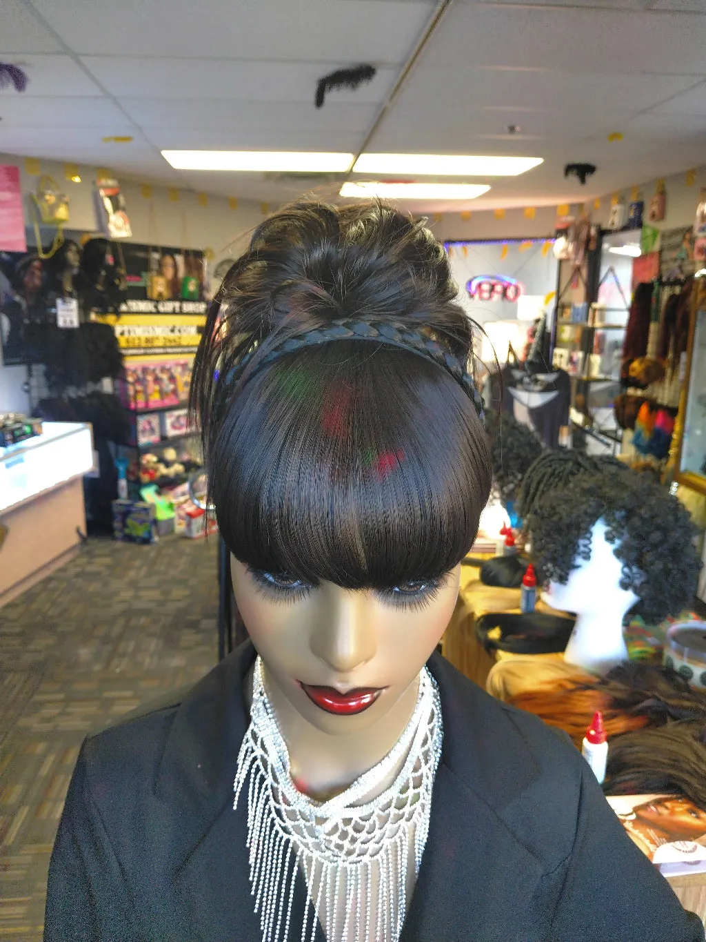 Messy Bun Claw Ponytail Synthetic Clip on Hairpiece $10 Optimismic Wigs and Gifts St Paul MN