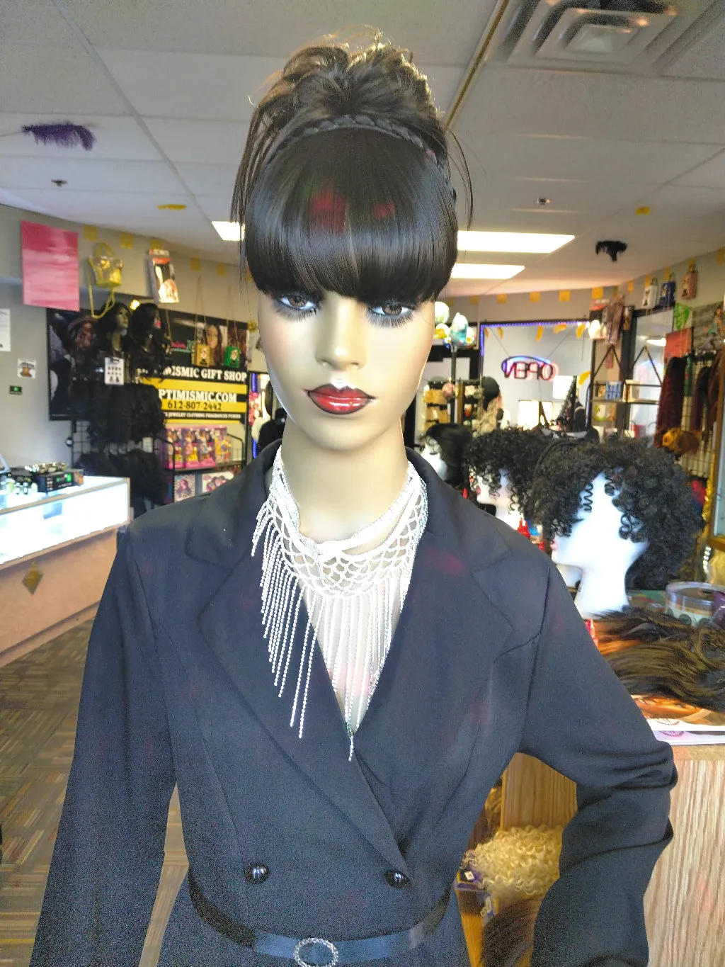 Messy Bun Claw Ponytail Synthetic Clip on Hairpiece $10 Optimismic Wigs and Gifts St Paul MN