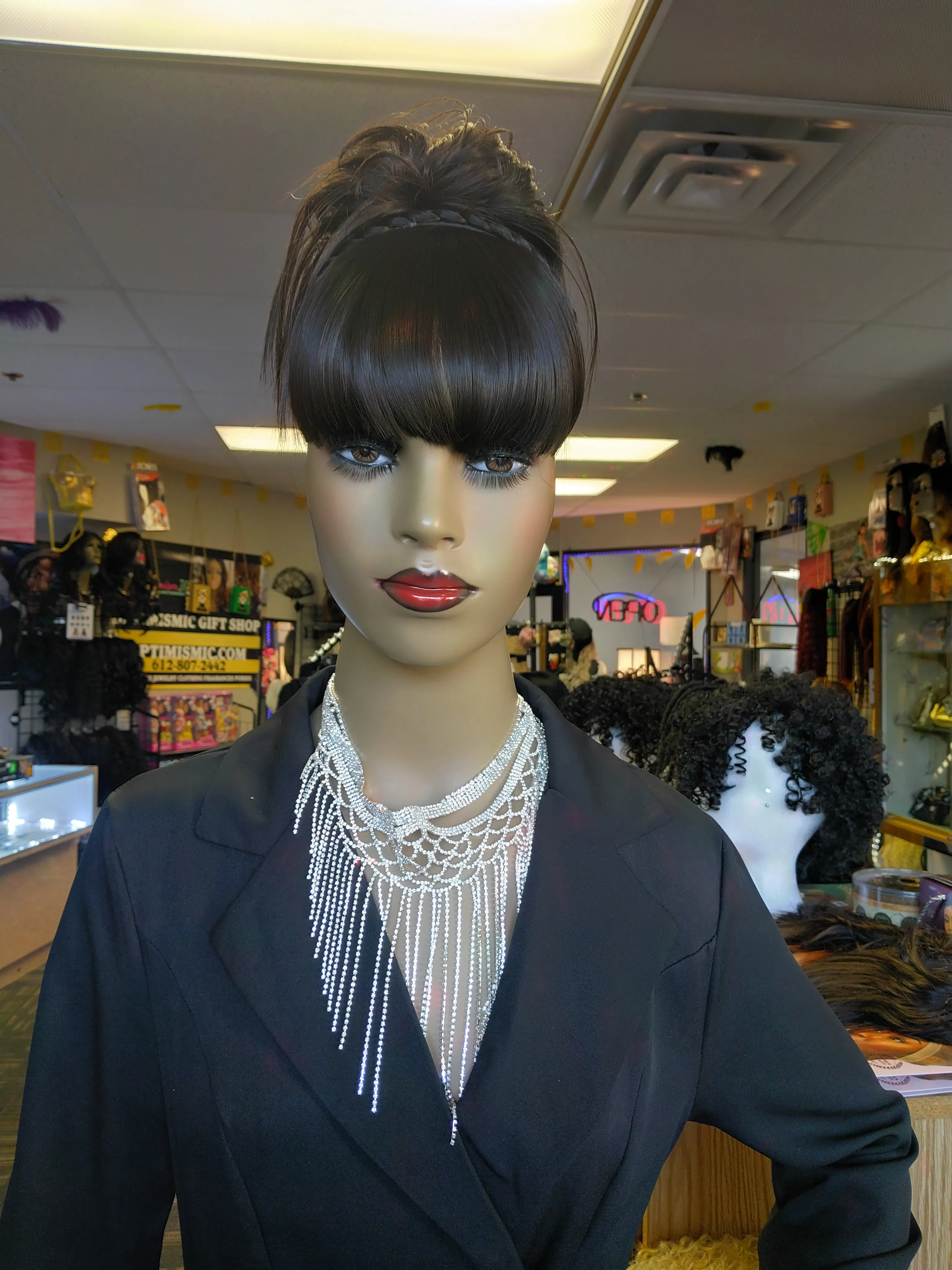 Messy Bun Claw Ponytail Synthetic Clip on Hairpiece $10 Optimismic Wigs and Gifts St Paul MN
