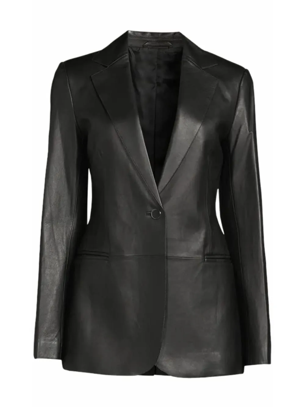 Midnight Grace Peplum Leather Blazer for Women
