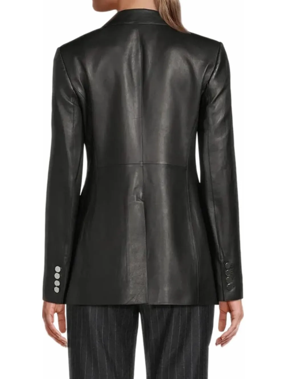 Midnight Grace Peplum Leather Blazer for Women