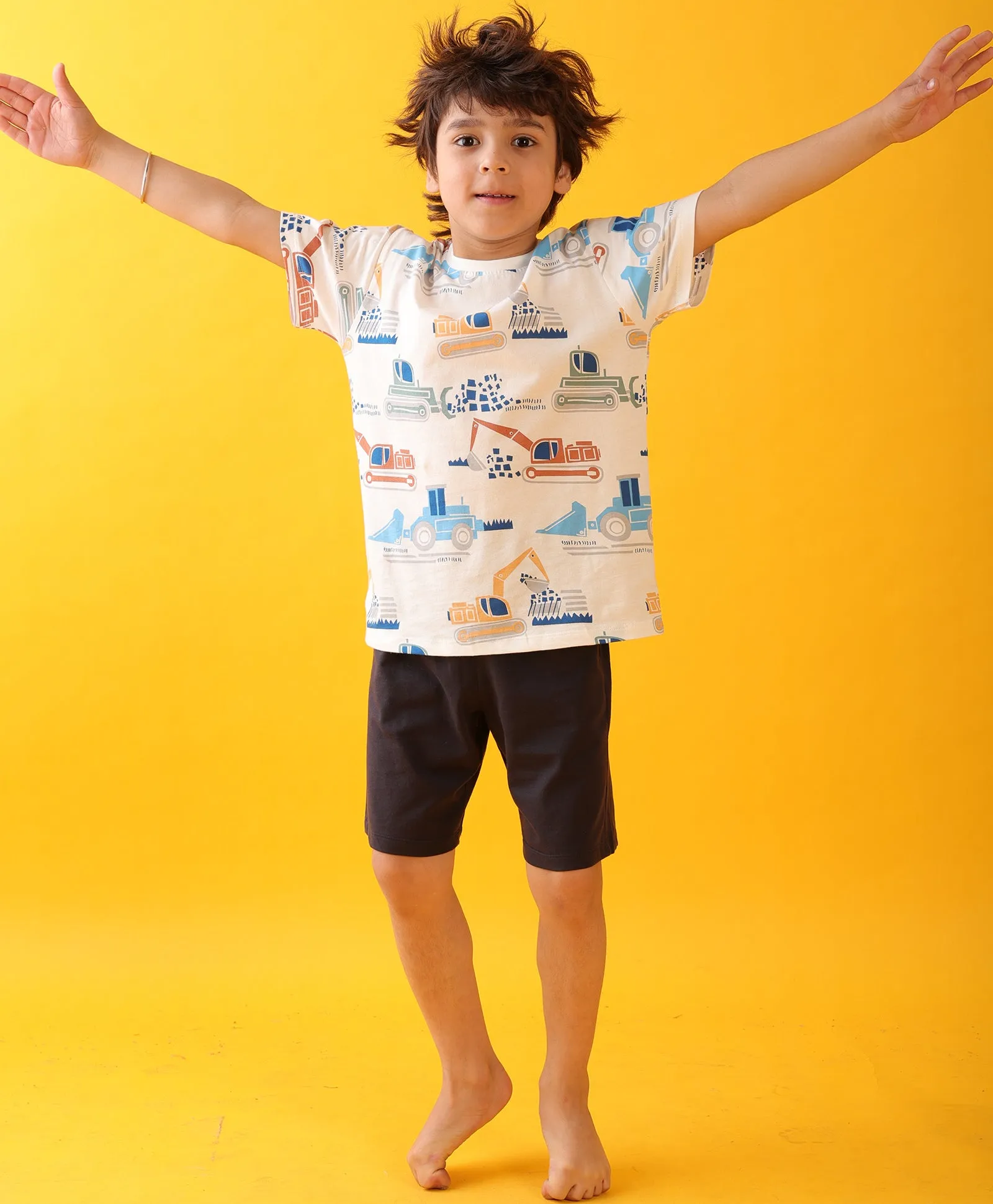 MIGHTY DIGGER SLEEPWEAR SHORTS SET - WHITE/NAVY