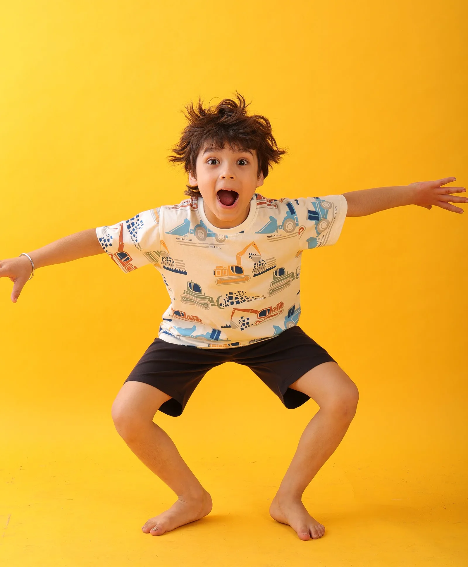 MIGHTY DIGGER SLEEPWEAR SHORTS SET - WHITE/NAVY