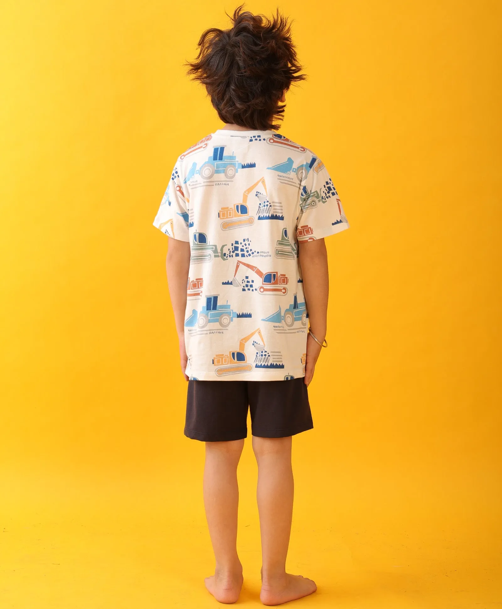MIGHTY DIGGER SLEEPWEAR SHORTS SET - WHITE/NAVY