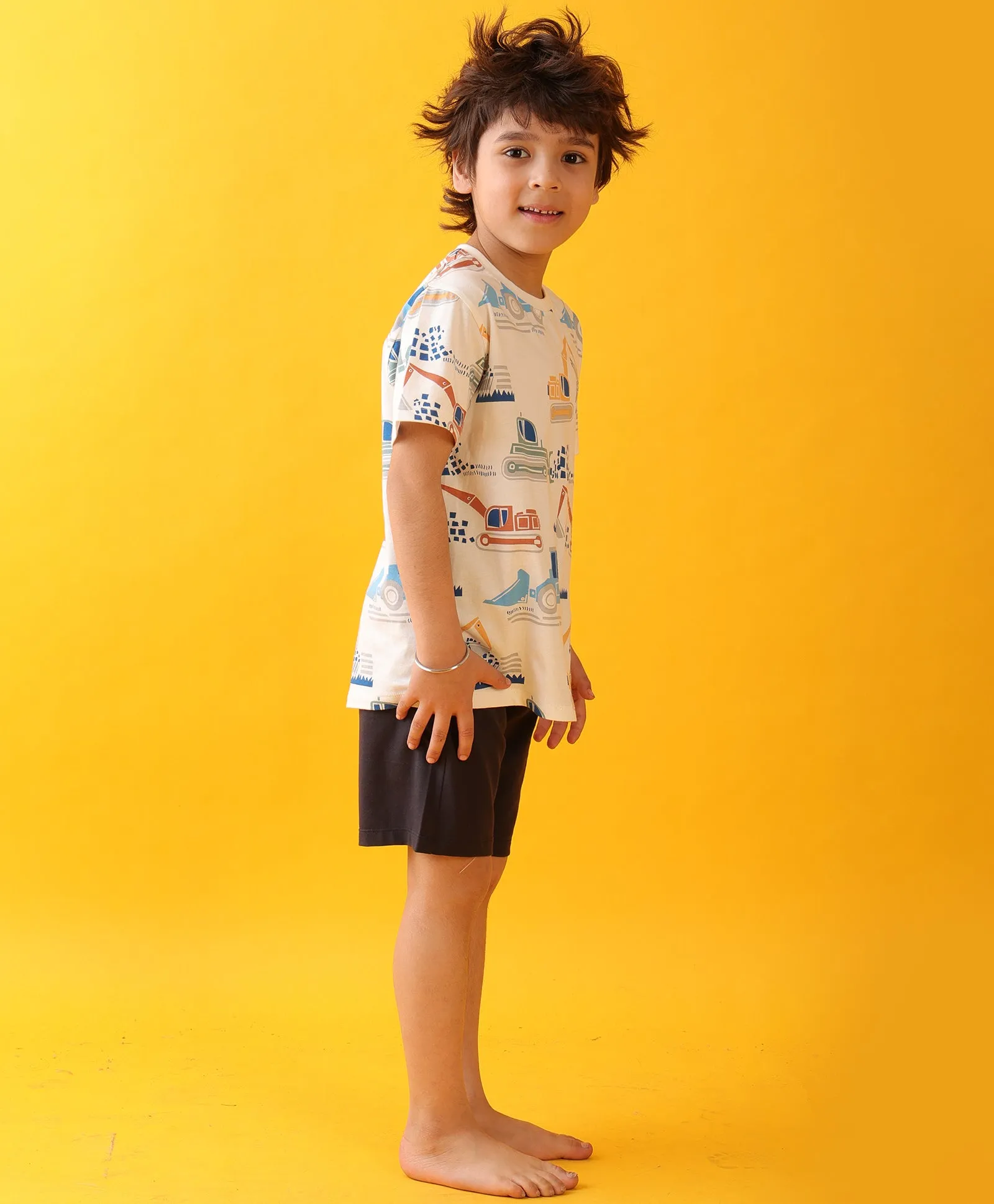 MIGHTY DIGGER SLEEPWEAR SHORTS SET - WHITE/NAVY
