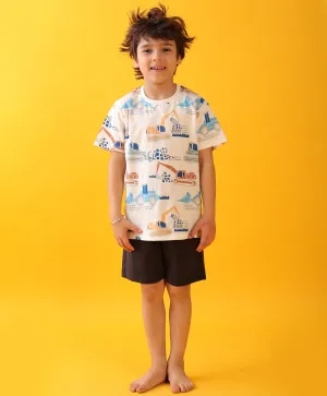 MIGHTY DIGGER SLEEPWEAR SHORTS SET - WHITE/NAVY