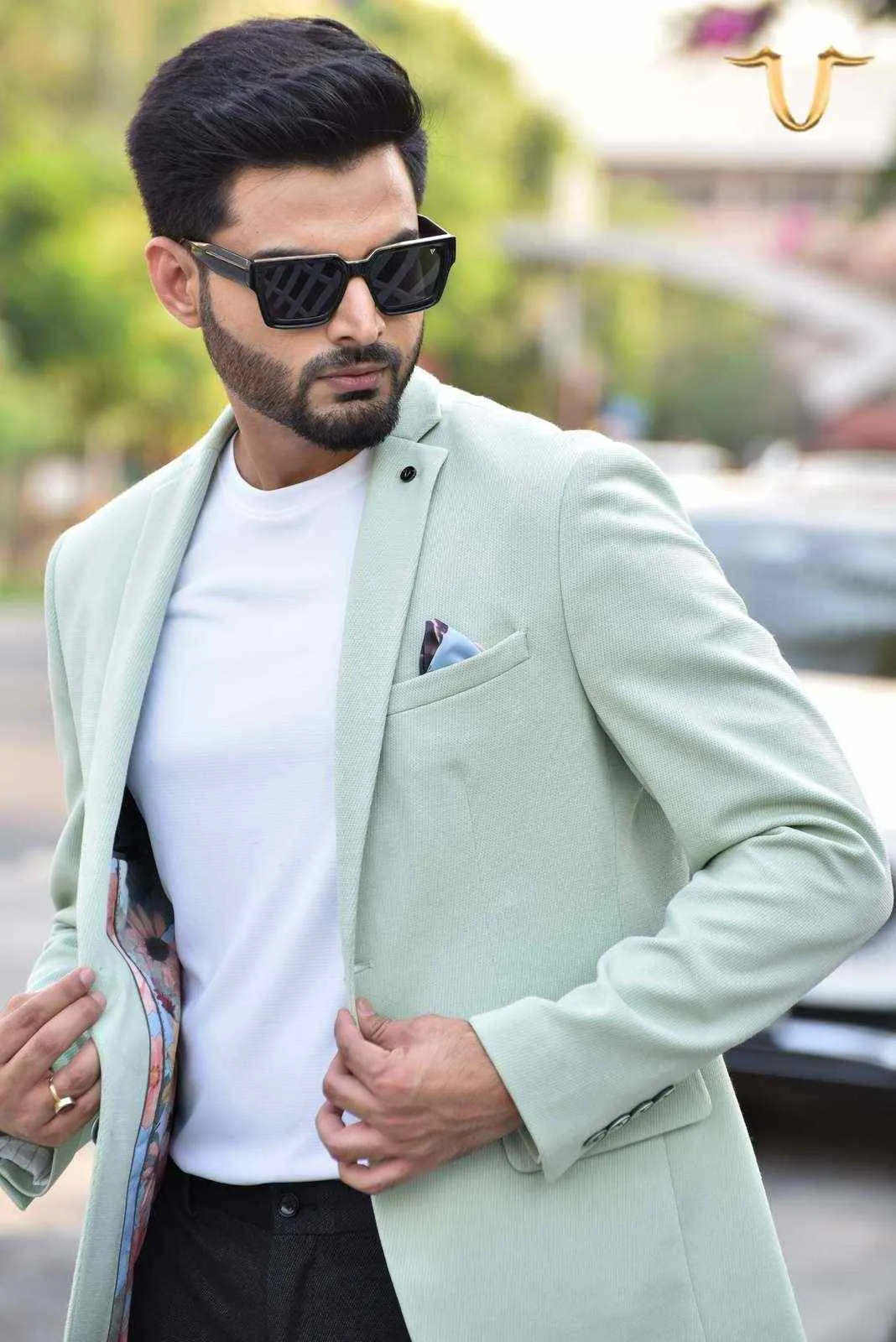Mint Stretch Knitted Blazer