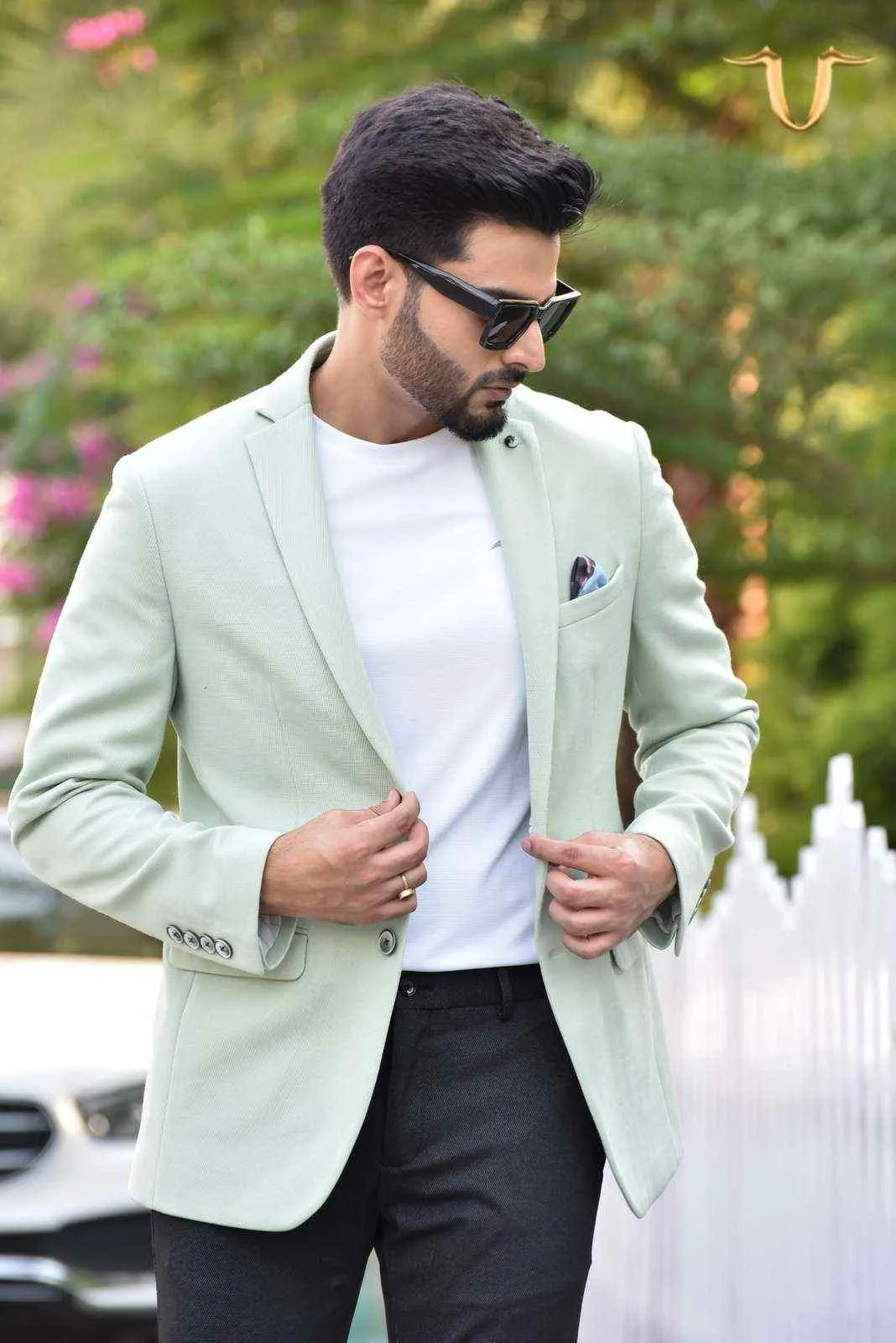 Mint Stretch Knitted Blazer