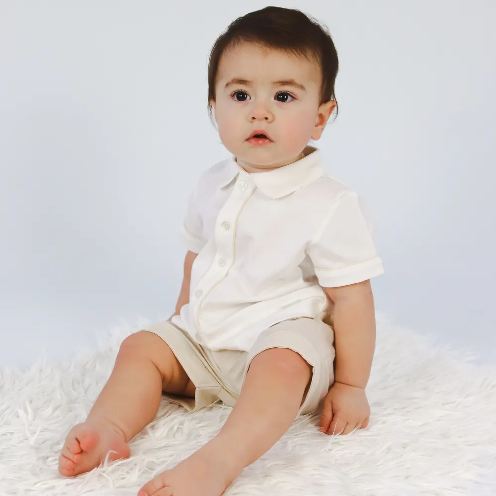 Mintini  Boys Beige Shorts & Top Set