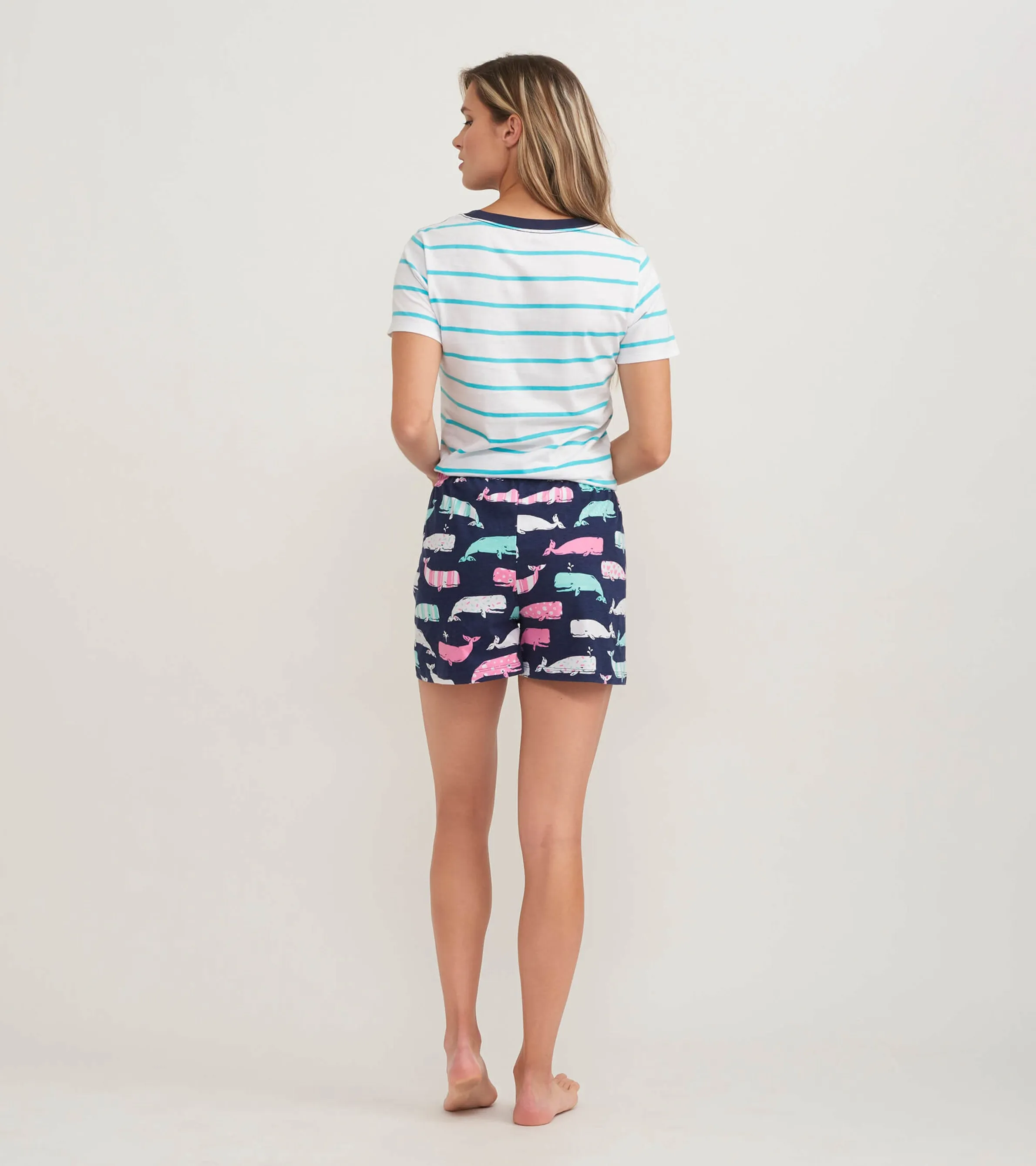 Nautical Whales Women's Cotton Sleep Shorts