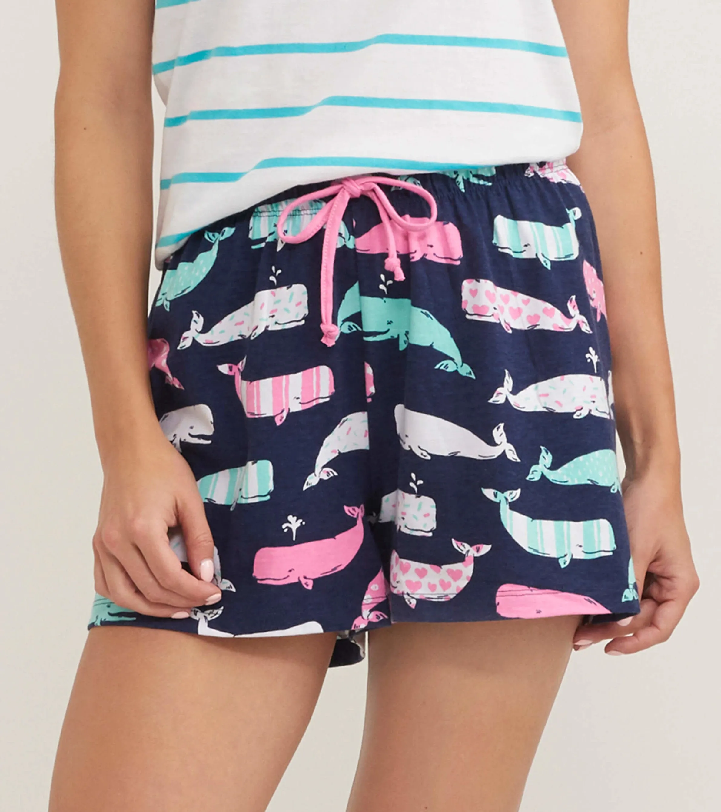 Nautical Whales Women's Cotton Sleep Shorts