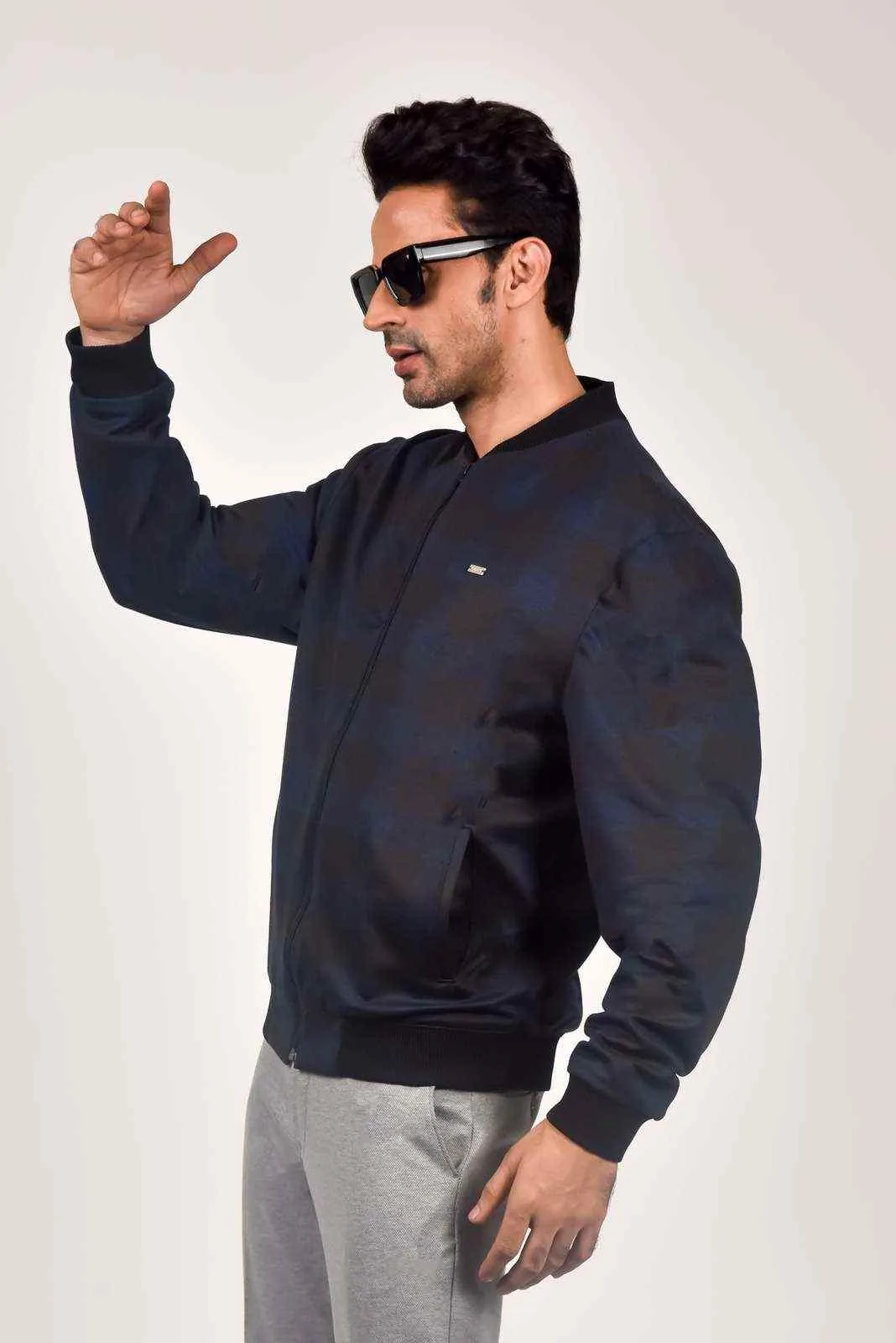 Navy Black Zipper Jacket