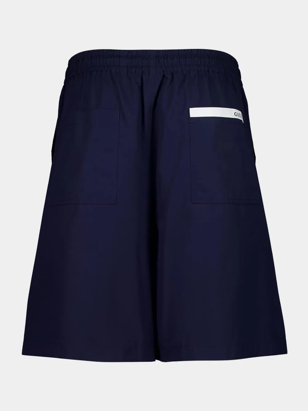 Navy Blue Cotton Poplin Tailored Shorts