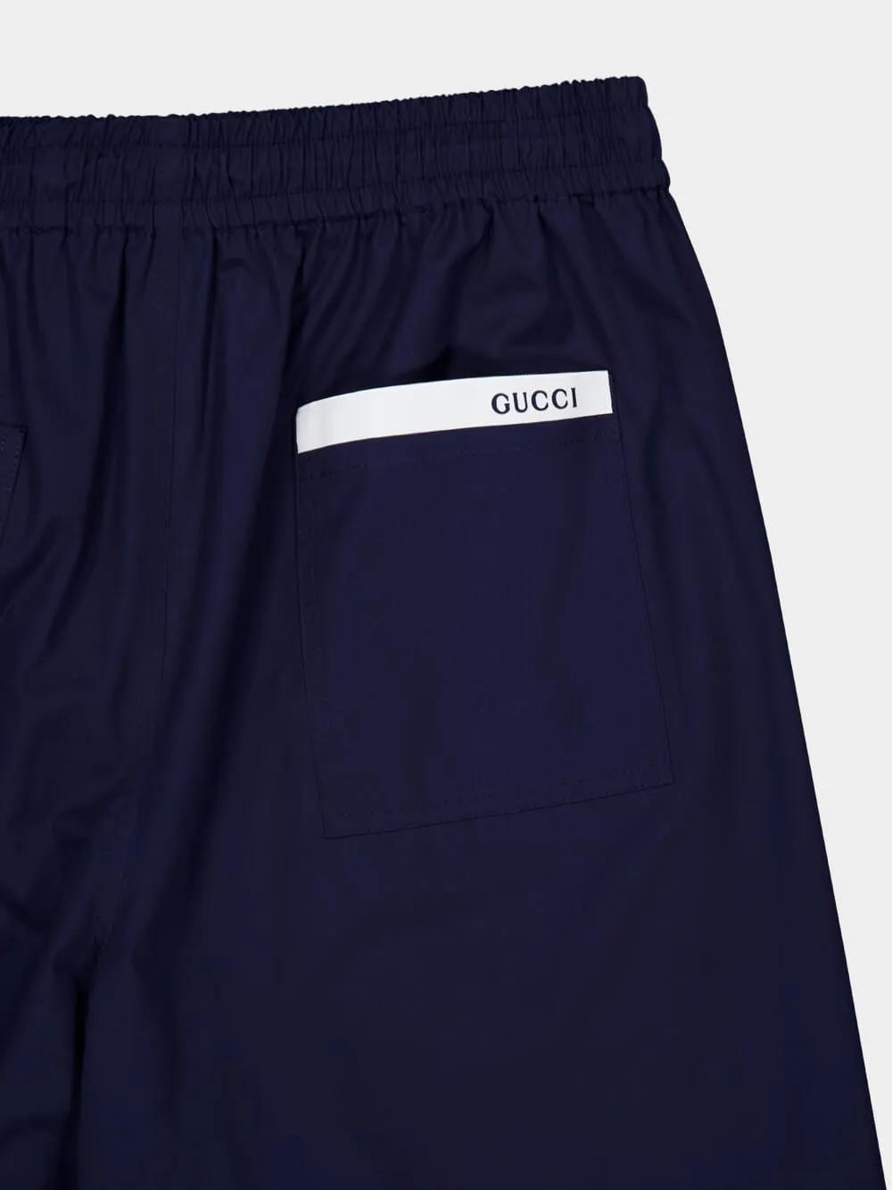 Navy Blue Cotton Poplin Tailored Shorts
