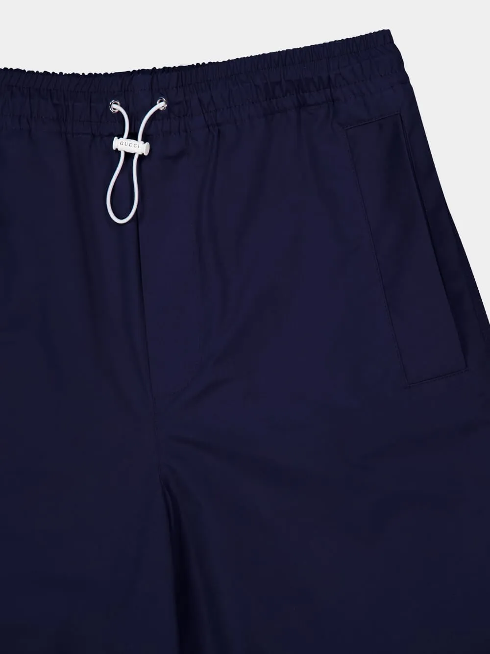 Navy Blue Cotton Poplin Tailored Shorts