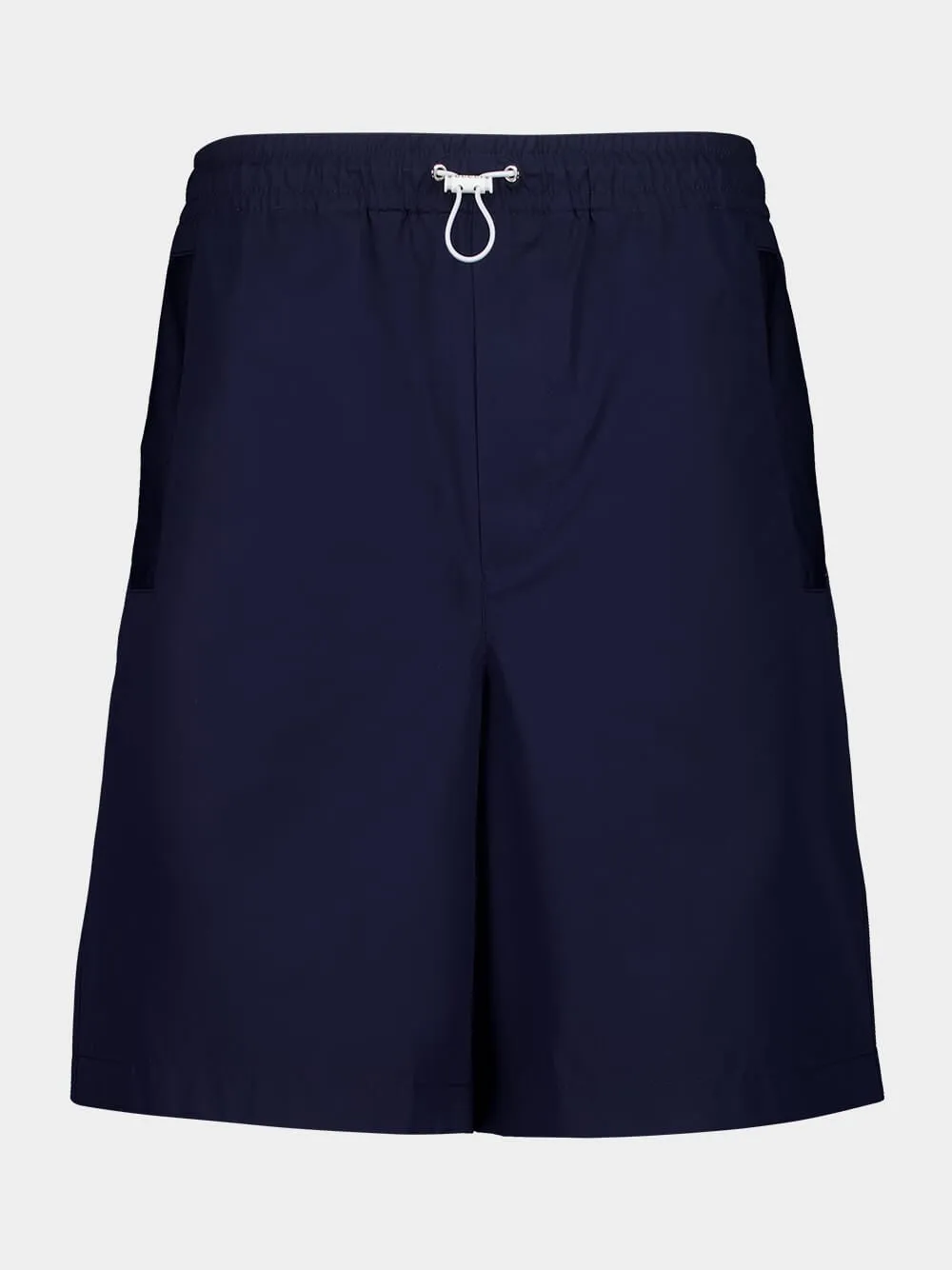 Navy Blue Cotton Poplin Tailored Shorts