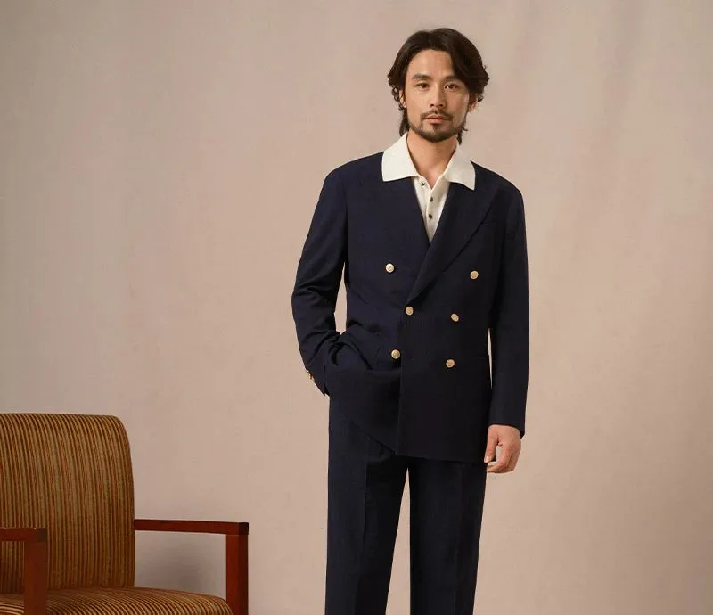 Navy Double-Breasted Blazer