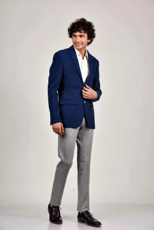 Navy Knitted Stretchable Blazer