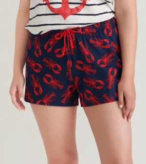 Navy Lobster Women's Cotton Sleep Shorts