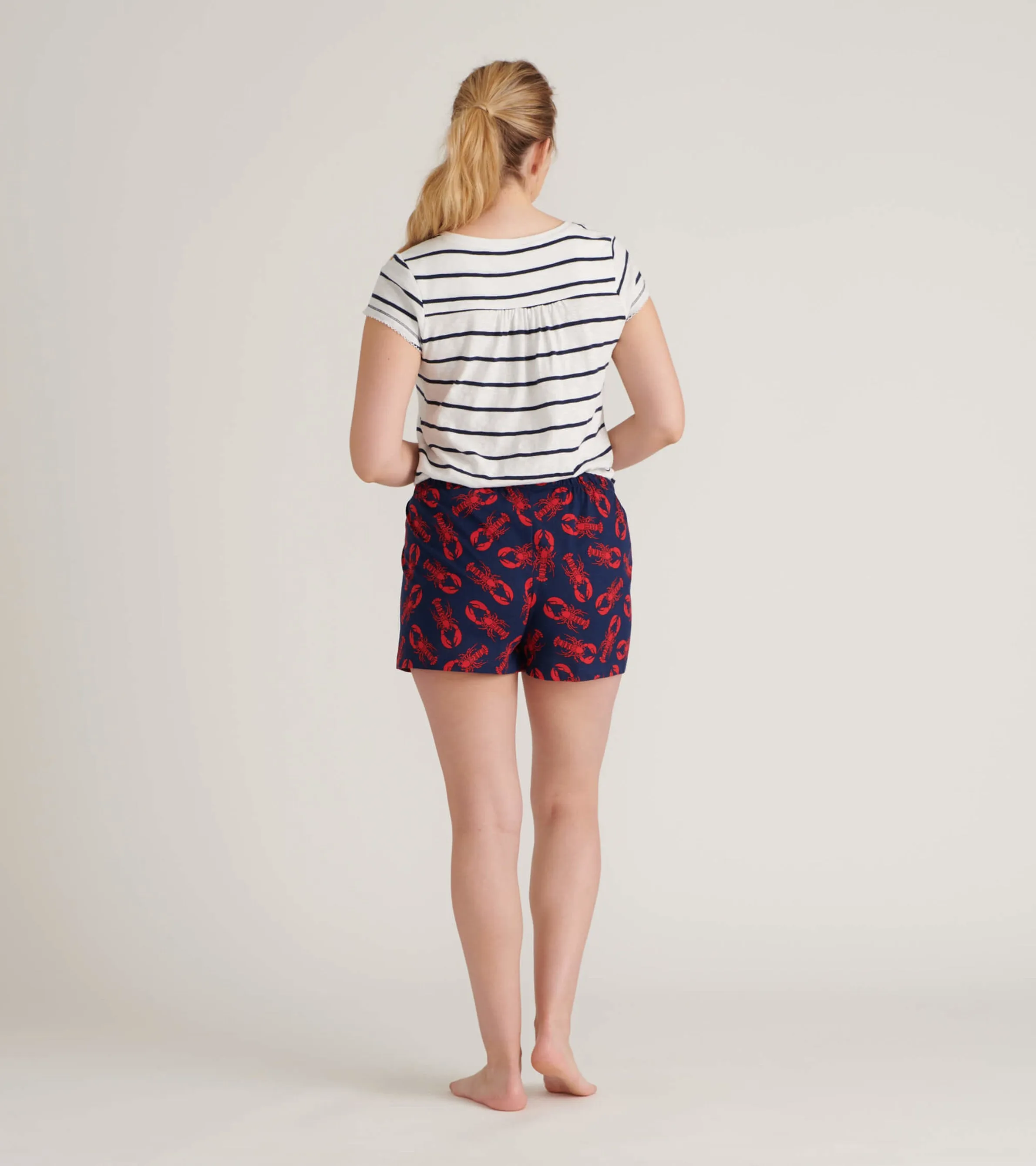 Navy Lobster Women's Cotton Sleep Shorts