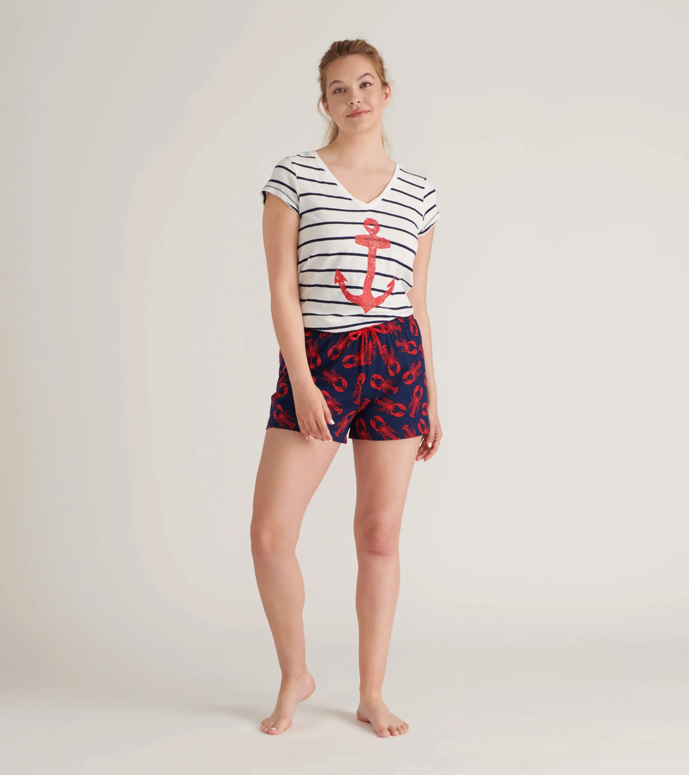 Navy Lobster Women's Cotton Sleep Shorts