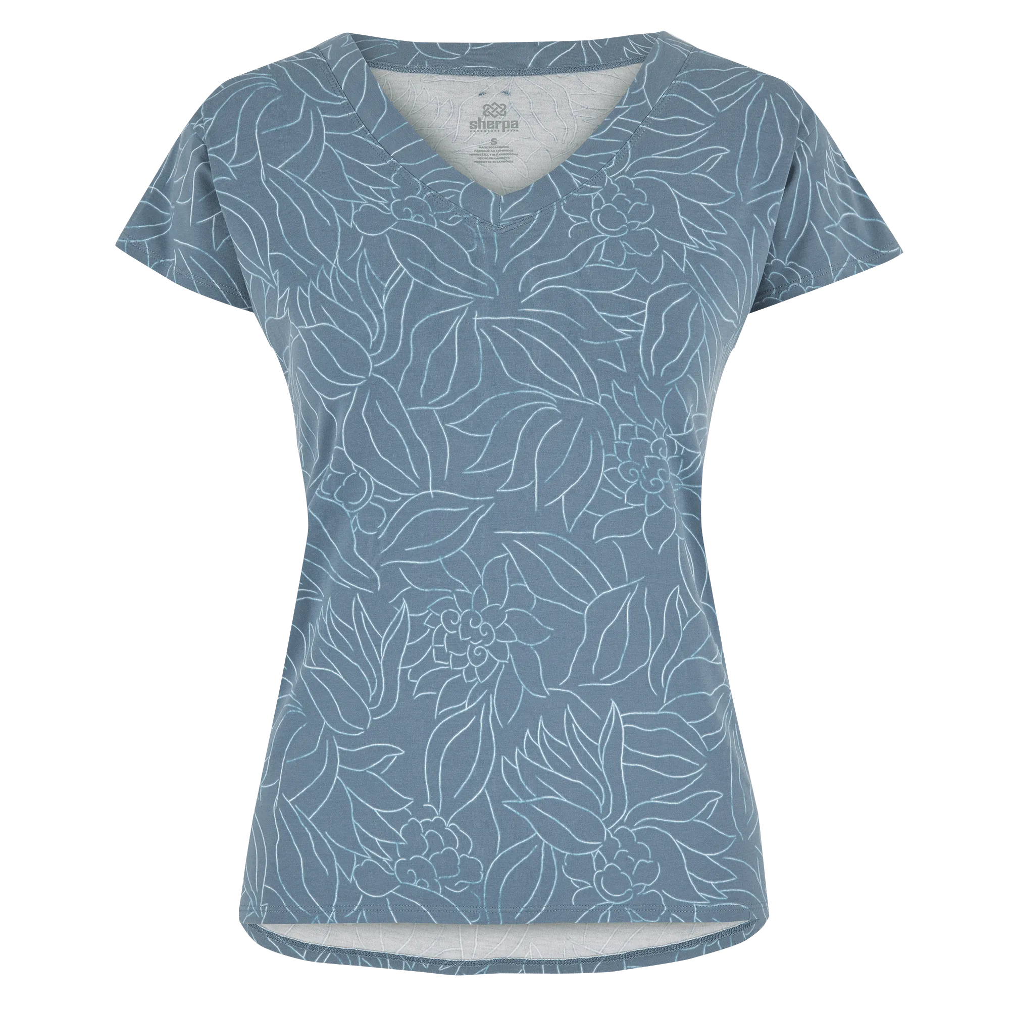Neha V-Neck T-Shirt - Haze Leaf
