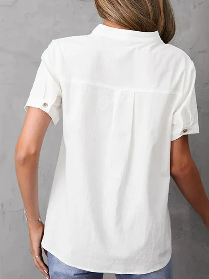 NEW Basic Plain White Button Front Short Sleeve Top - Size XXL! Nice lightweight free flowing fabric - Retails $81 