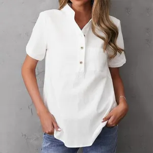 NEW Basic Plain White Button Front Short Sleeve Top - Size XXL! Nice lightweight free flowing fabric - Retails $81 