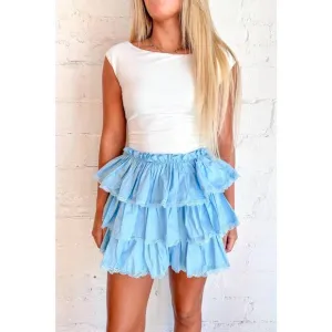 NEW DAY   MOON top tier ruffle skorts in light sky blue
