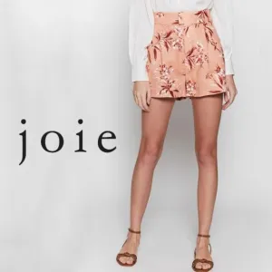 New Joie Farron Tropical Floral Motif Linen High Waist Blush Shorts NWT 12
