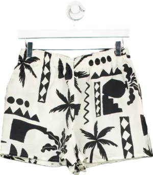 New Look Black and White Patterned Shorts UK 10