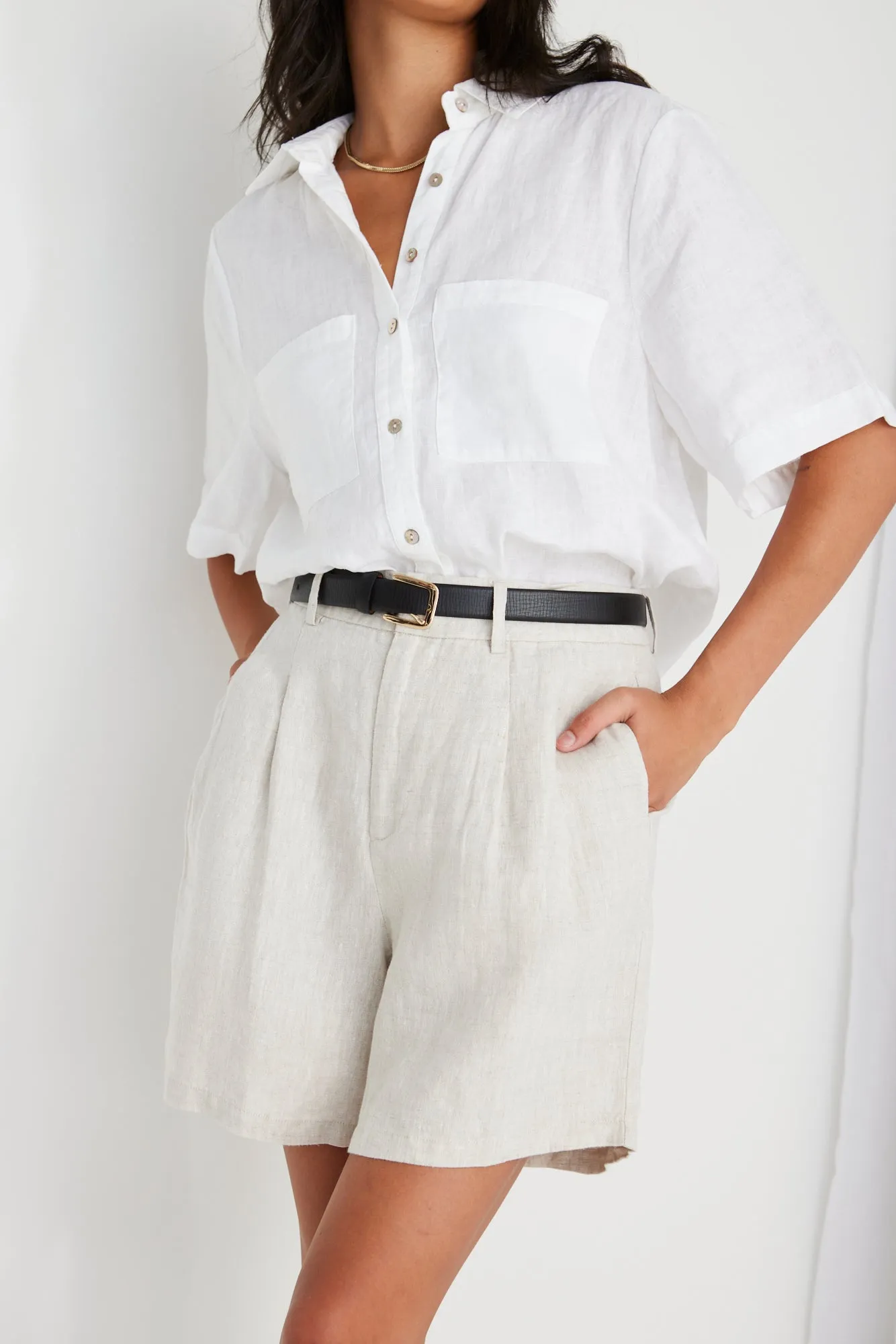 Nomadic Natural Linen Relaxed Structured Shorts