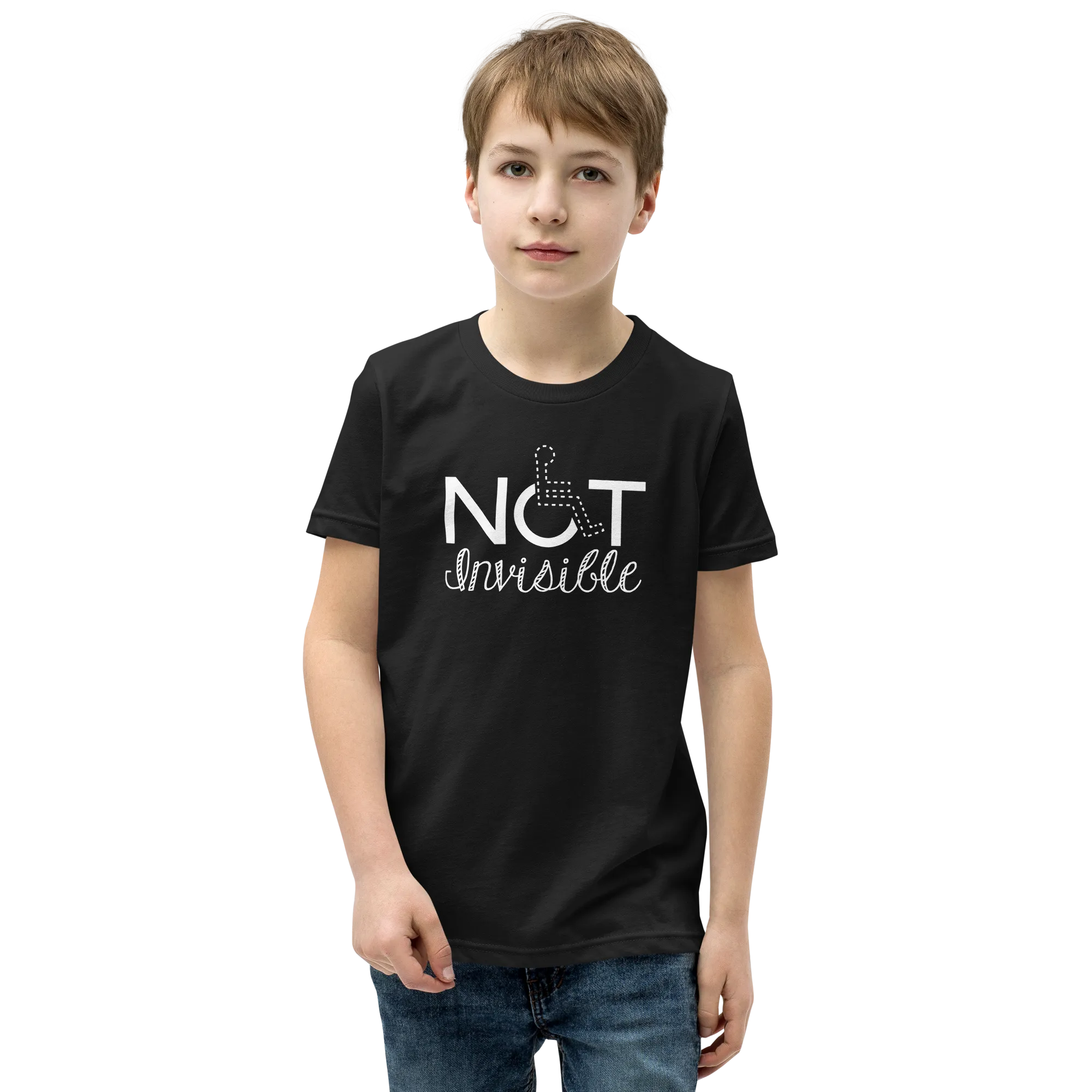 Not Invisible (Youth Dark Color T-Shirts - Fancy Font)