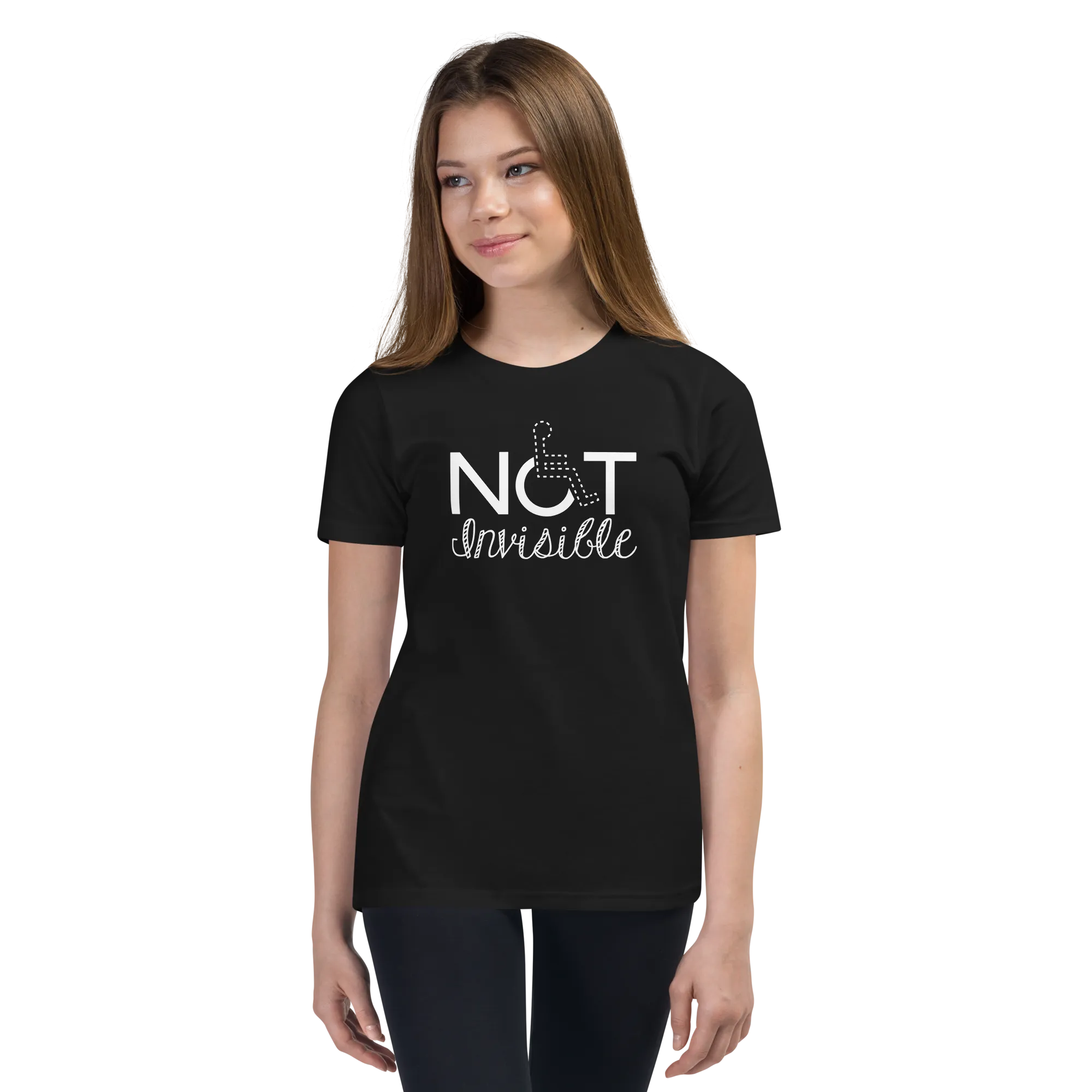 Not Invisible (Youth Dark Color T-Shirts - Fancy Font)