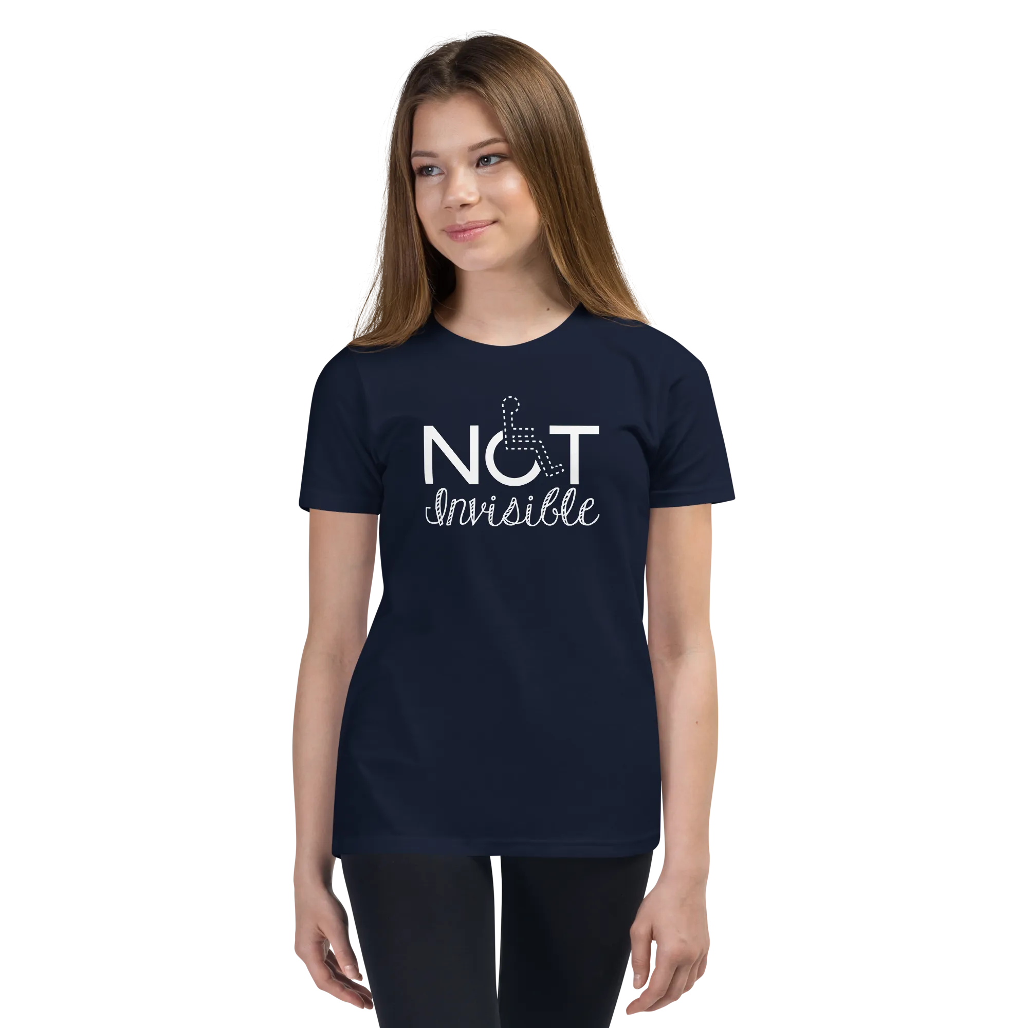 Not Invisible (Youth Dark Color T-Shirts - Fancy Font)