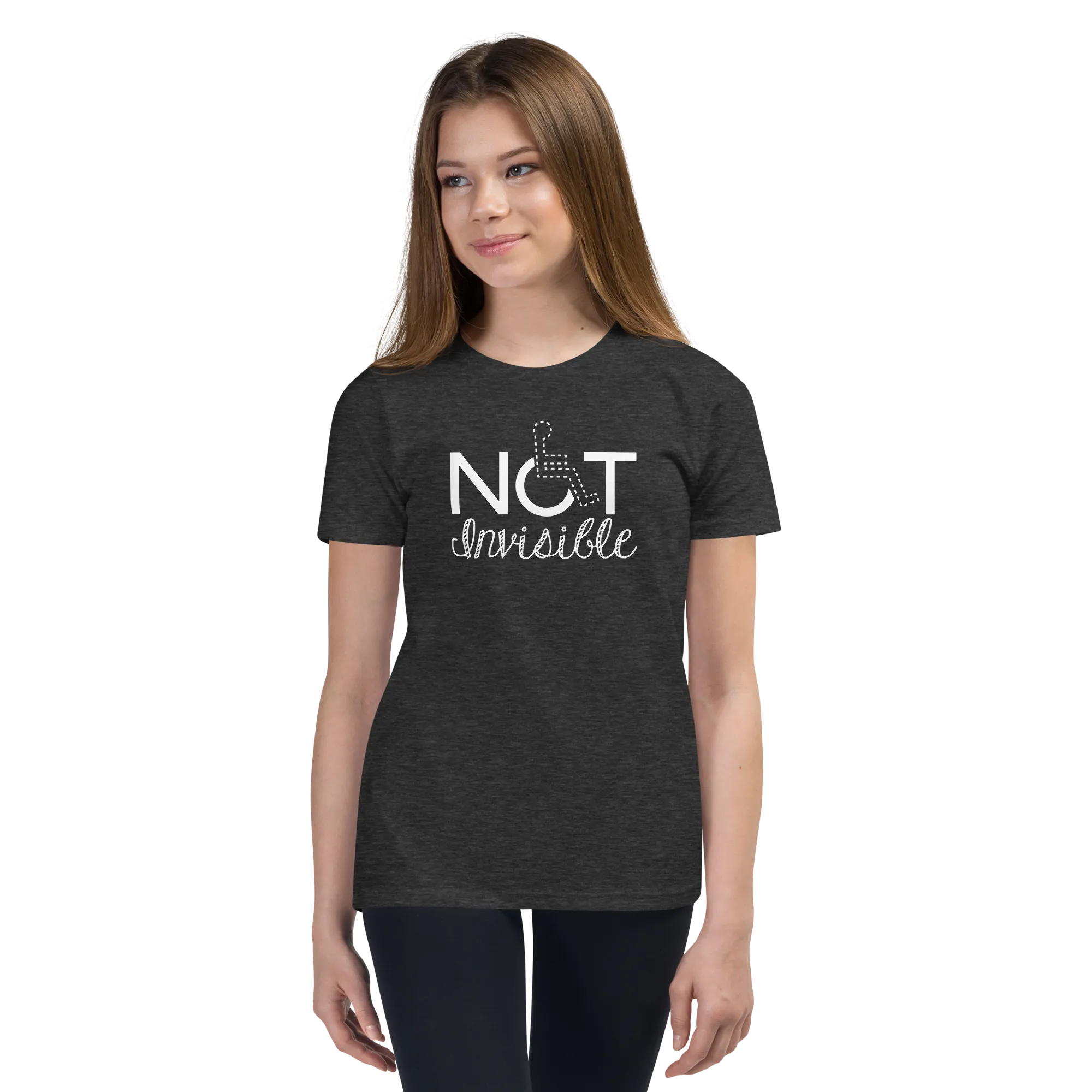 Not Invisible (Youth Dark Color T-Shirts - Fancy Font)