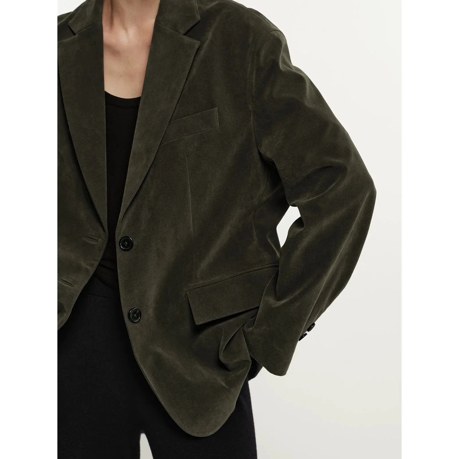 Notch Lapel Velvet Blazer