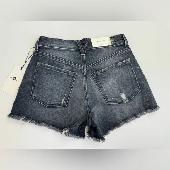 NWT 7 For all Mankind Monroe Jean Short in Eclipse Black sz 24 Stretch Denim