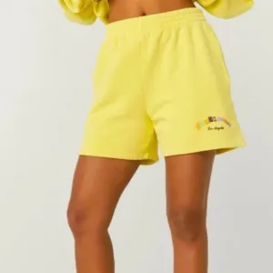 NWT DAYDREAMER  Ransom Note Hi-Frequency Boyfriend Sweat Shorts in Citron 1X