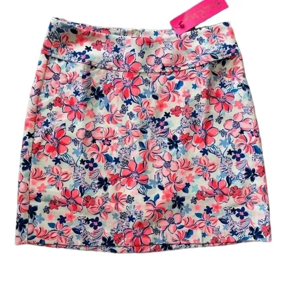 NWT Lilly Pulitzer Pink Navy Jonas High-Waisted Skort Party Like a Lobstar