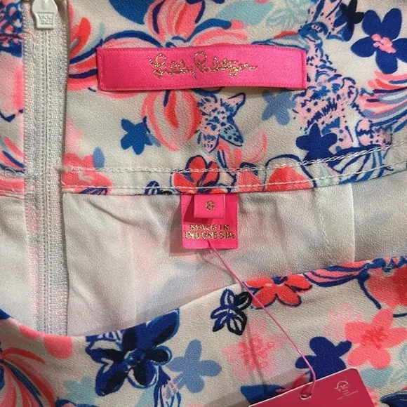 NWT Lilly Pulitzer Pink Navy Jonas High-Waisted Skort Party Like a Lobstar
