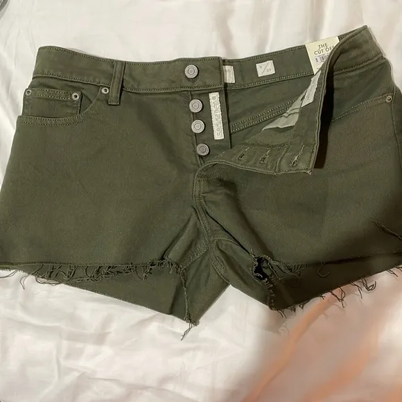NWT Lucky Brand Cut Off Jean Shorts in Classic Green Distressed size 8/29