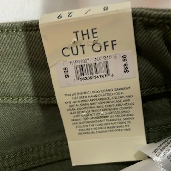 NWT Lucky Brand Cut Off Jean Shorts in Classic Green Distressed size 8/29