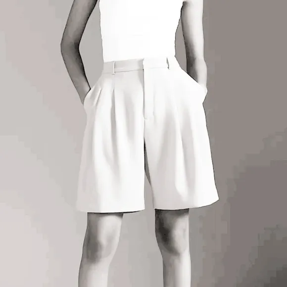 NWT Maeve by Anthropologie Avery Pleated High Waisted &quot;Mom&quot; Dress Shorts Sz 10
