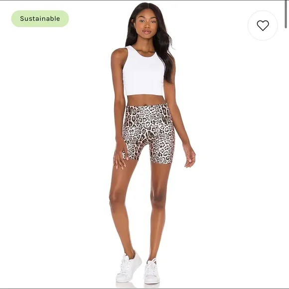 NWT Onzie High Rise 5” Biker Short in Leopard Print Size XS Athleisure Shorts