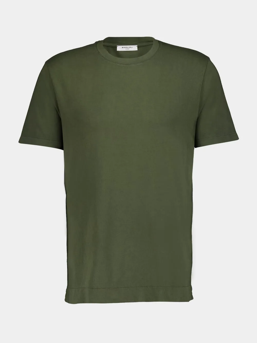 Olive Cotton Crew Neck T-Shirt