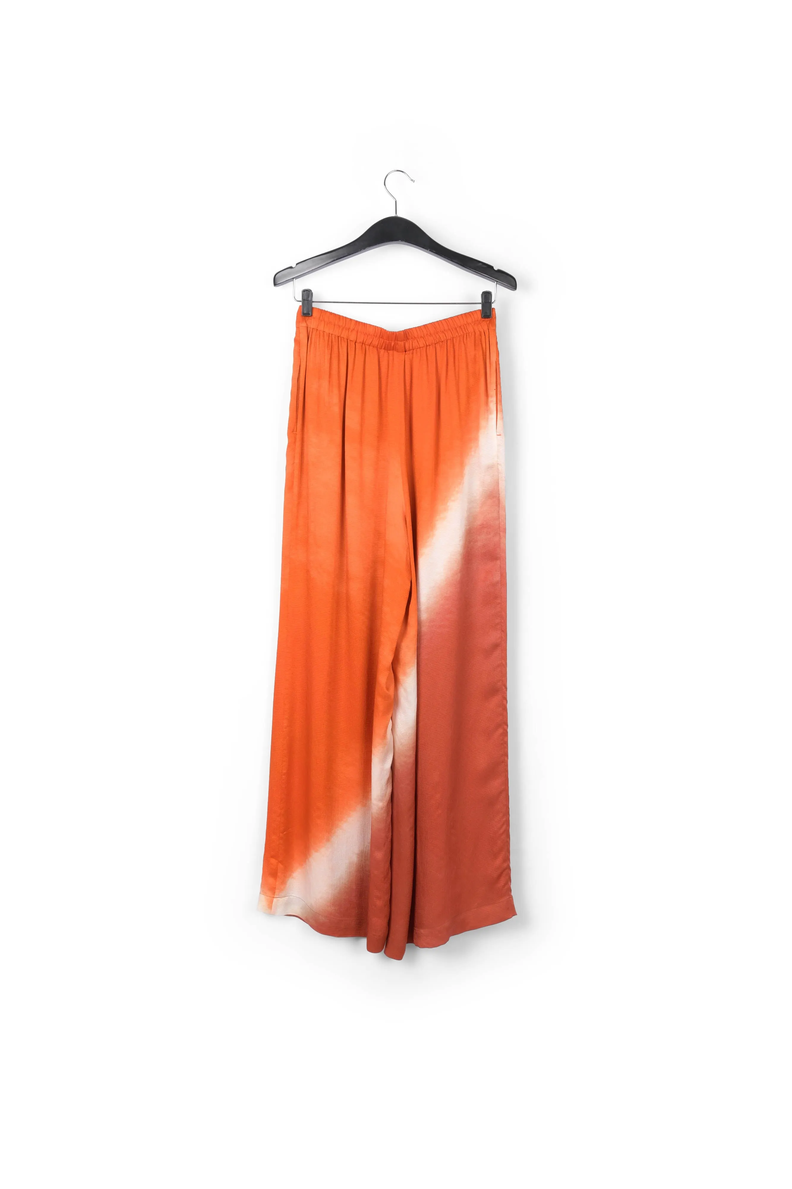Orange wide-leg tie-dye pants