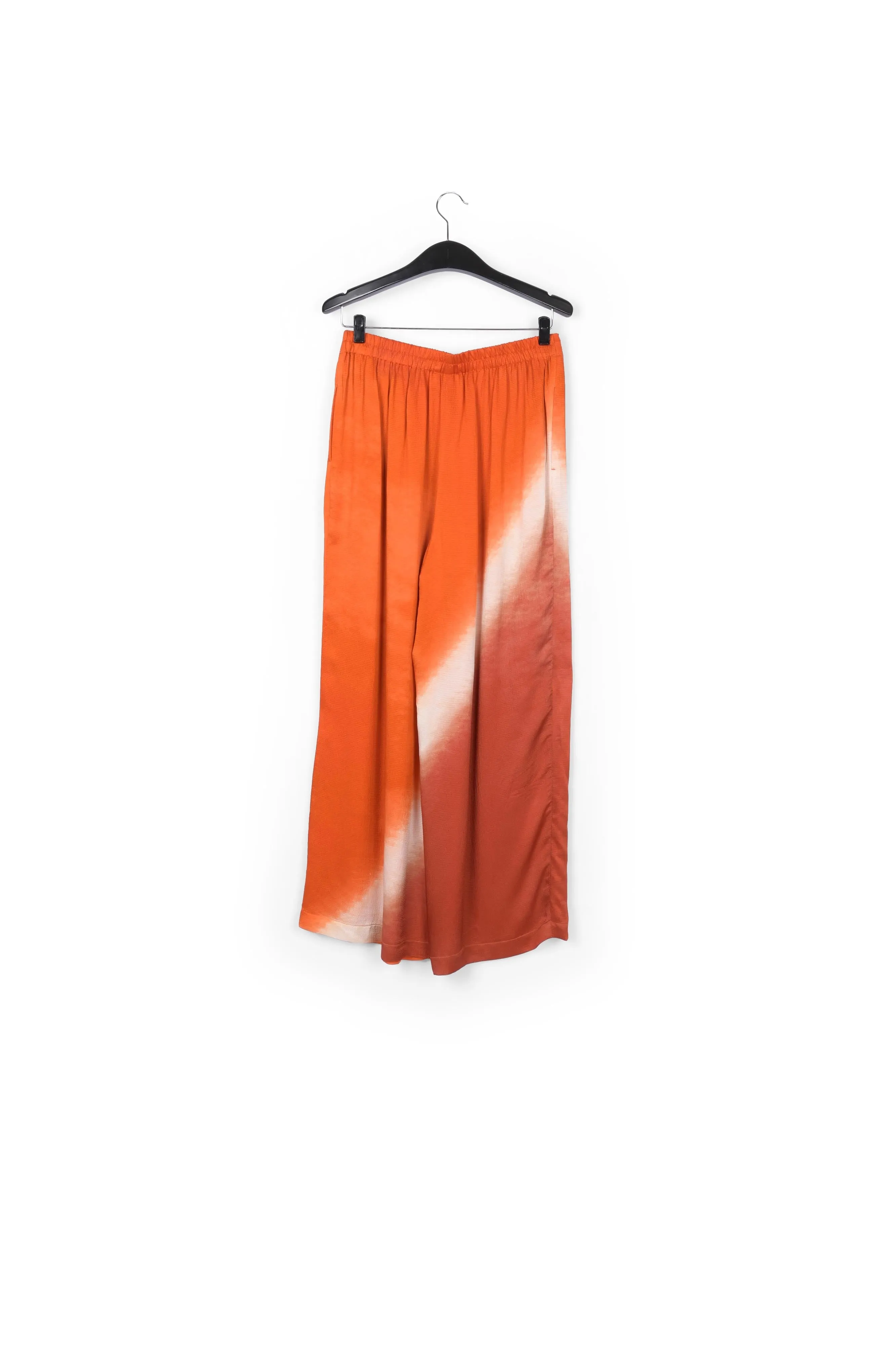 Orange wide-leg tie-dye pants